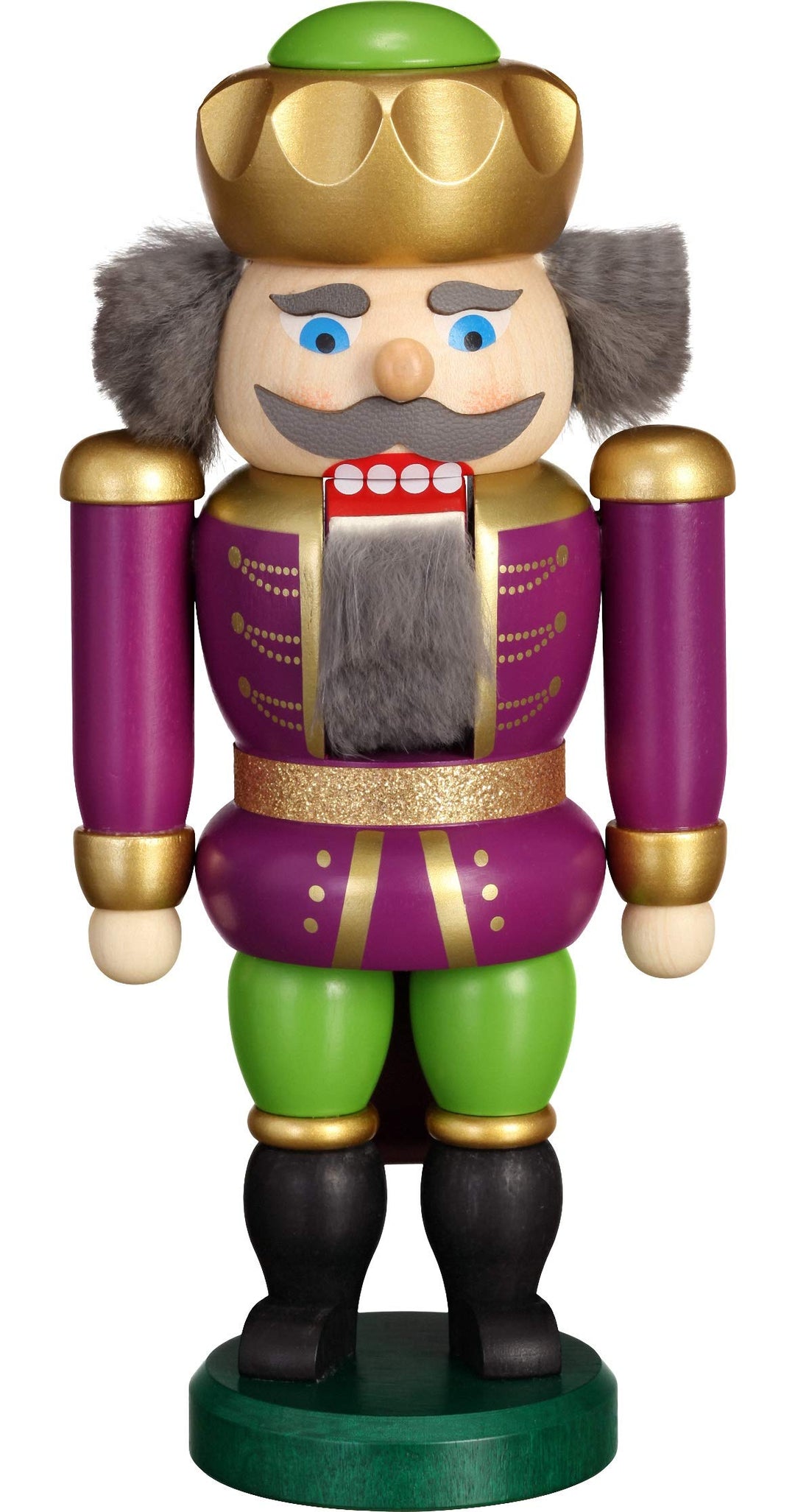 Seiffener Volkskunst Nussknacker Exklusiv König 20cm Made in Germany (Purpur-grün)
