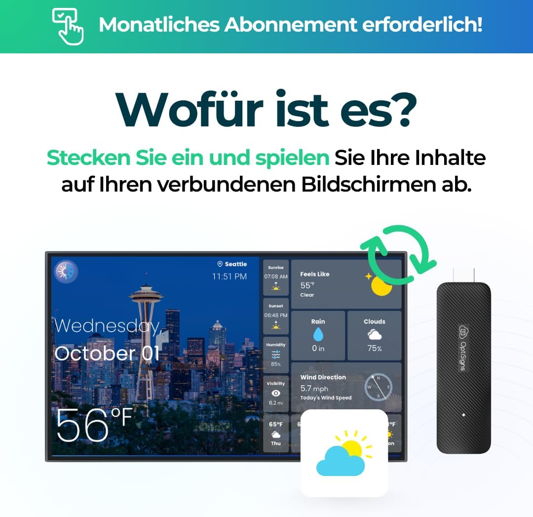 OptiSigns Android Stick Digital Signage Player - EU Stecker