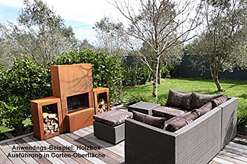 Yerd Holzbox: stabiles Kaminholz-Regal 80x50x35cm Corten-Stahl oder Stahl schwarz, verschweisst, sta