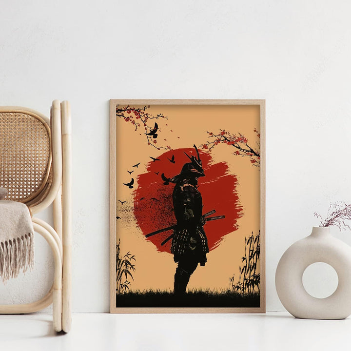 IUNTWEIE Japanische Samurai Leinwand Bilder, Japanische Bushido Poster Wandkunst, Krieger Leinwand M