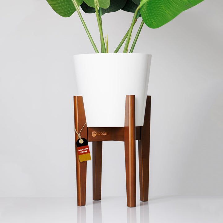 Groon® Premium Pflanzenständer Braun aus Bambus – Verstellbarer Blumenständer 20–32 cm | Handgeferti