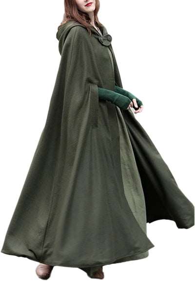 JLTPH Damen Herbst Winter Maxi Lose Umhang mit Kapuze Mantel Poncho Kap Strickpulli Longstrickjacke