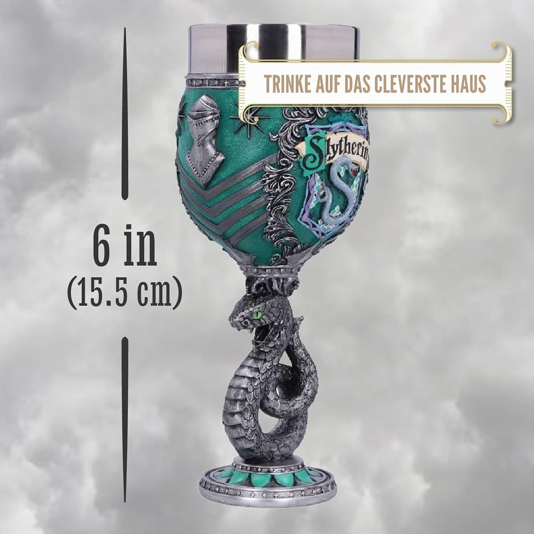 Nemesis Now Harry Potter Slytherin Hogwarts House Collectable Goblet, Harz, Grün Silber, 1.25 picome