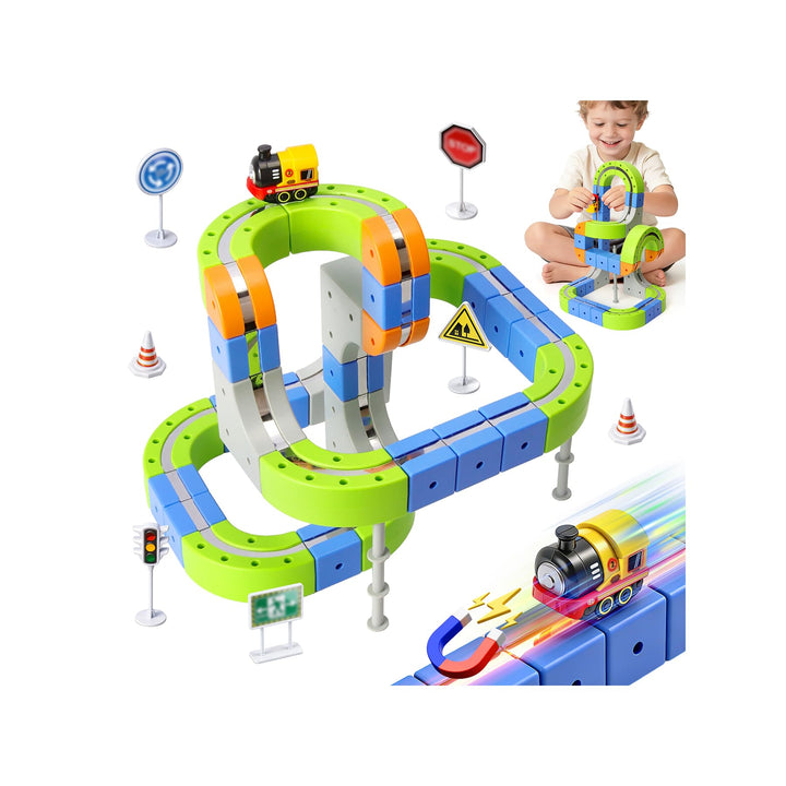 Magnetic Train Set for Kids Ages 3-8 Anti-Gravity Floating Tracks, STEM Toy - Build Your Own Race Tr