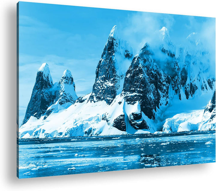 deyoli beeindruckende Berge in der Antarktika Format 80x60 Effekt: Monocrome Blau als Leinwandbild,