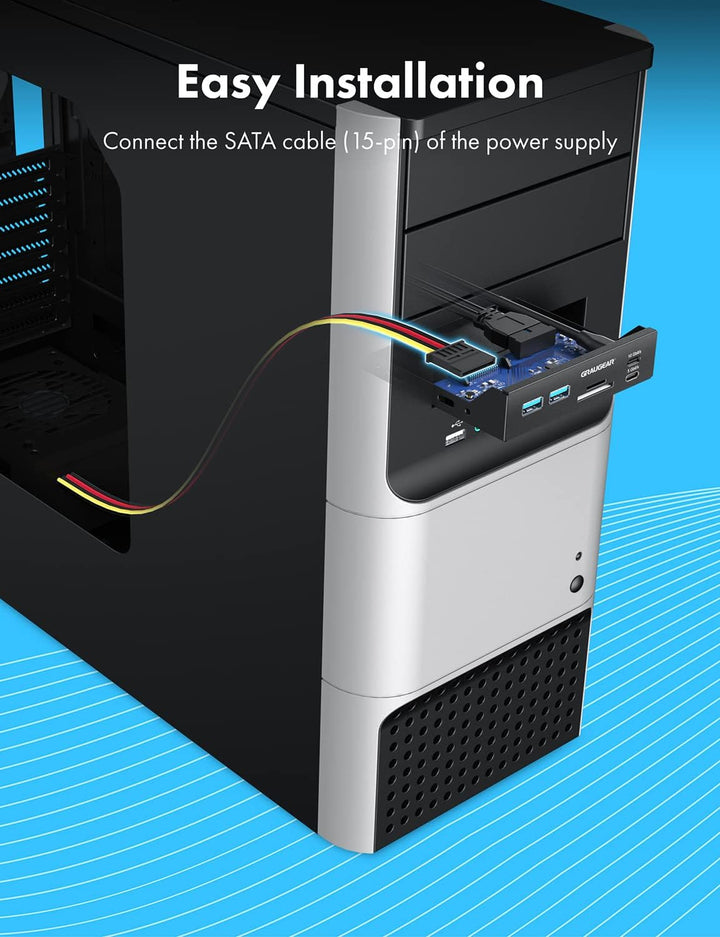 GRAUGEAR | 6-Schnittstellen Front-Panel in 3,5 Zoll | USB3.2 Gen2 2x2 Typ-C bis zu 20Gbit/s | 2xUSB-