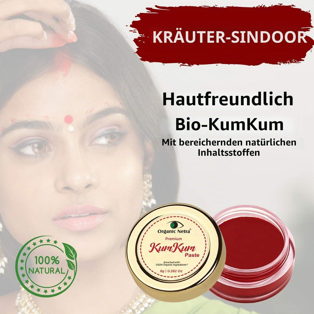 Organic Netra Sindoor/Kumkum-Paste – 100 % chemikalienfrei, komplett natürlich, kein Blei, kein Quec