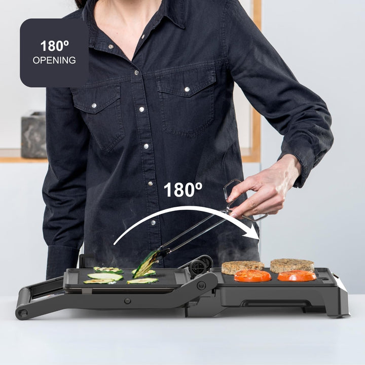 Black+Decker – Grill BXGR1001E | 1000W | 180°-Öffnung | Platten 23×14,5 cm | Antihaft PFOA-frei | Sc