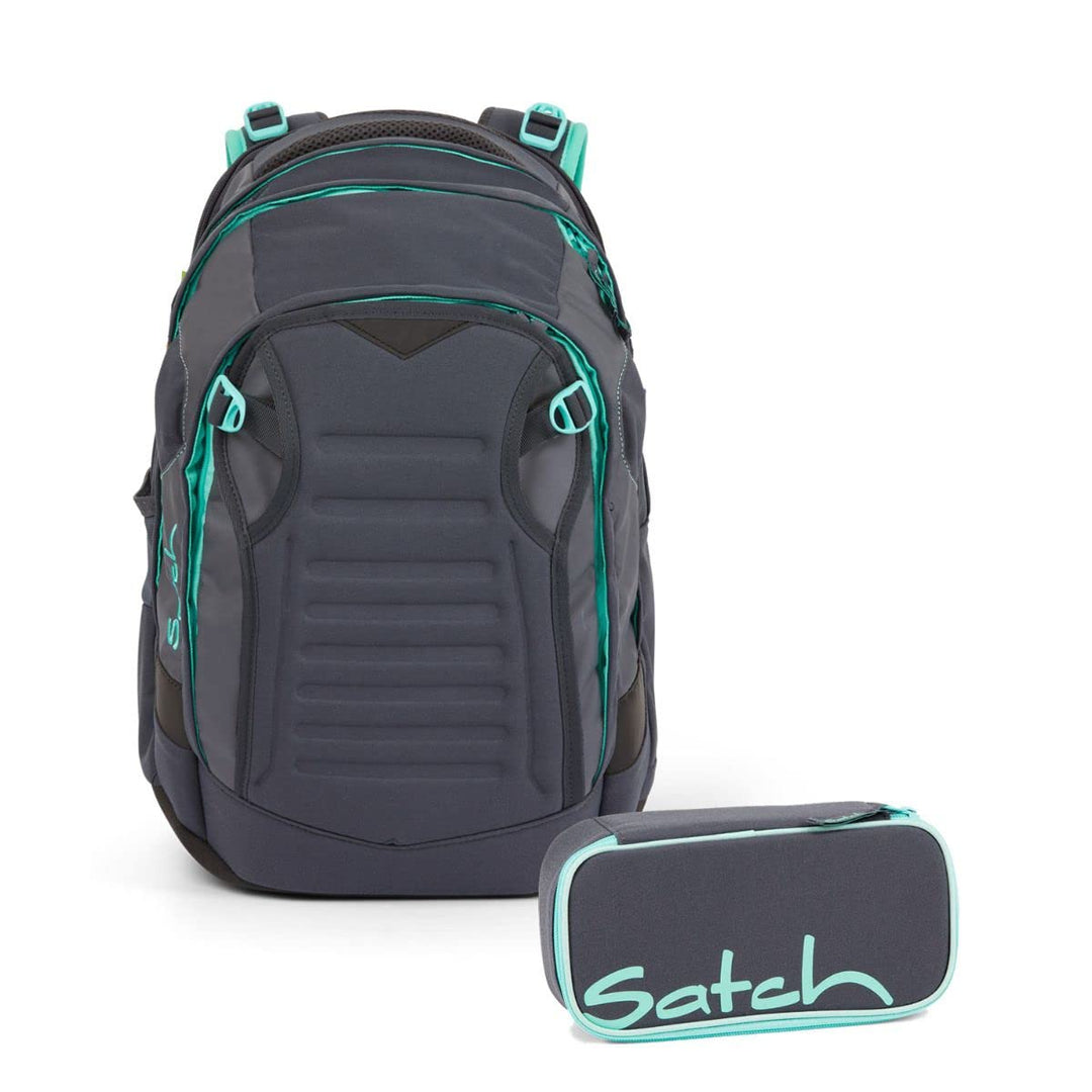 satch Match Schulrucksack Set 2tlg. mit Schlamperbox Mint Phantom, Mint Phantom