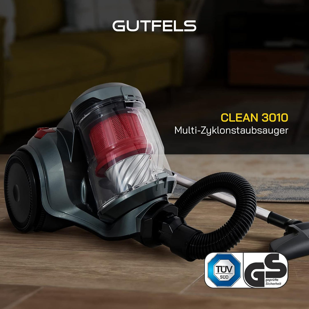 Multi Zyklon Staubsauger CLEAN 3010 | Staubsauger beutellos | Parkettdüse | Turbodüse | 3 L Staubbeh