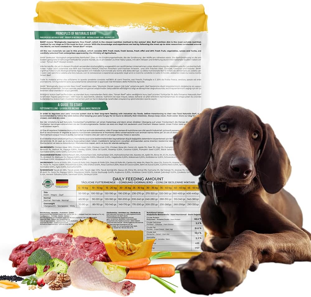 Naturalis Smart 80 Barf Trockenbarf Hundefutter 1 kg Huhn Alleinfuttermittel ohne Zusätze getreidefr