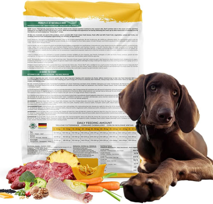 Naturalis Smart 80 Barf Trockenbarf Hundefutter 1 kg Huhn Alleinfuttermittel ohne Zusätze getreidefr