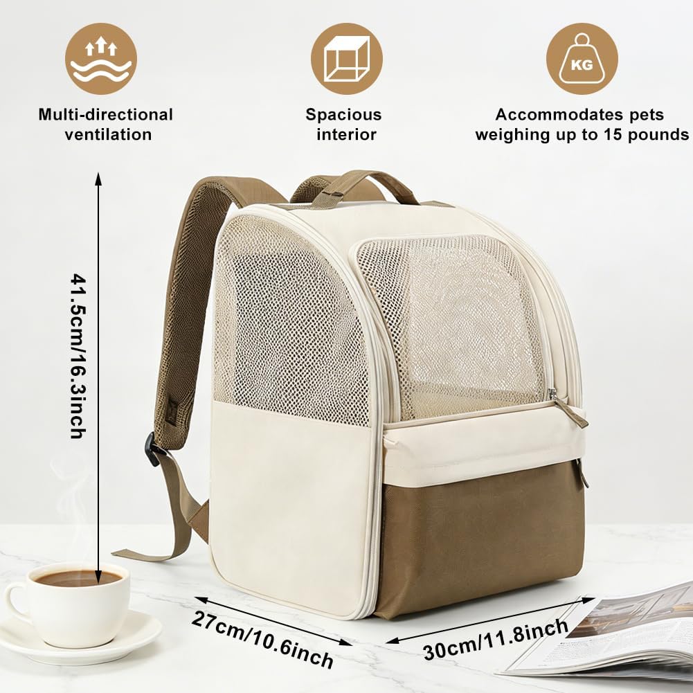 Haustier Rucksack mit Netzfenster,Faltbare HundeRucksack,Belastbarkeit 15kg KatzenRucksack,Wasserdic