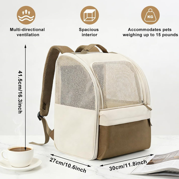 Haustier Rucksack mit Netzfenster,Faltbare HundeRucksack,Belastbarkeit 15kg KatzenRucksack,Wasserdic