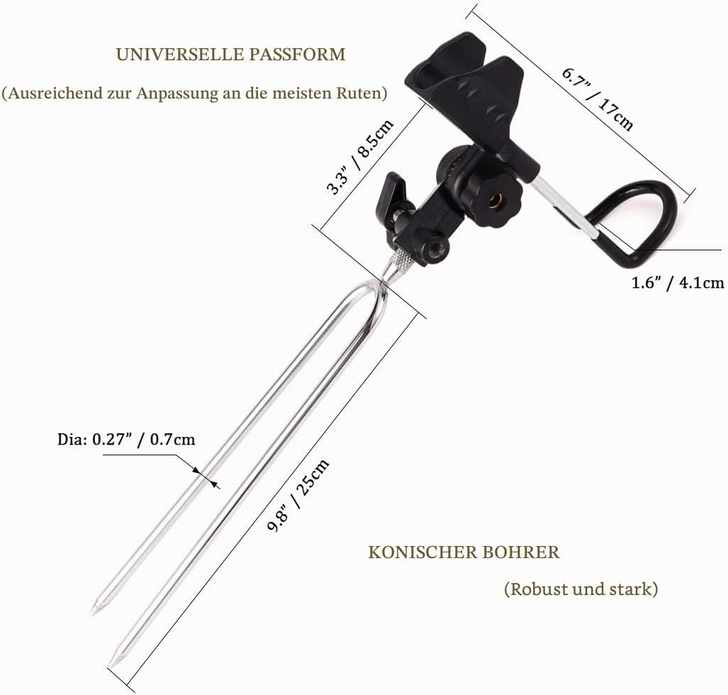 Croch 2 x Rutenhalter 360° Verstellbar Hallter für Angelruten Edelstahl Stark und Stabil Nue Version