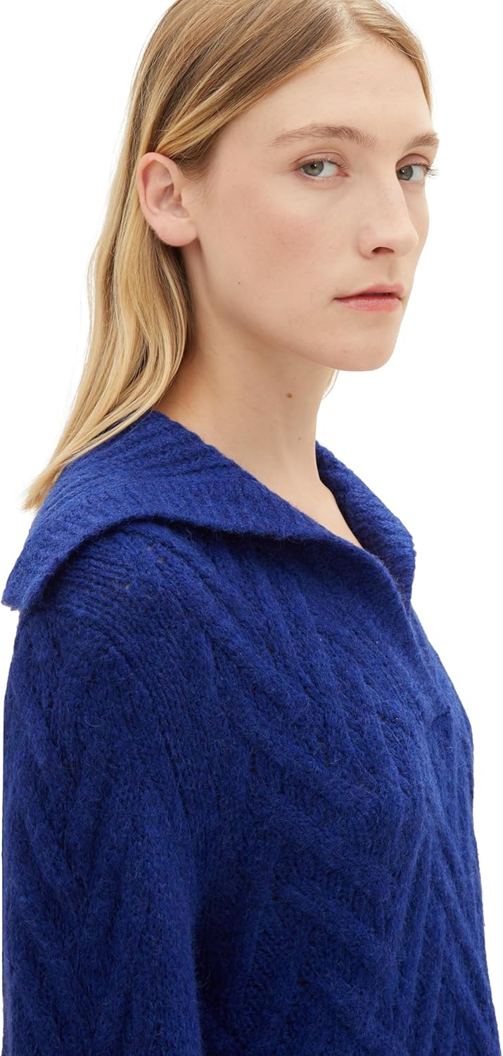 TOM TAILOR Damen Pullover M 33965 - Crest Blue Melange, M 33965 - Crest Blue Melange