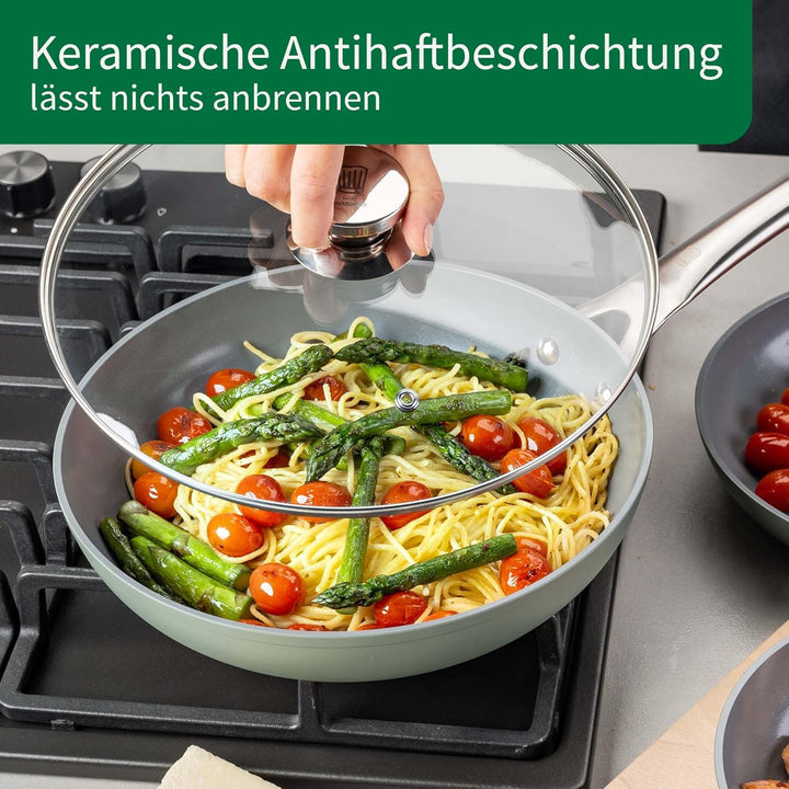Chefkoch trifft Fackelmann Keramikpfanne Stuttgart Ø 24 cm – Hochwertige Antihaftbeschichtung, 100%