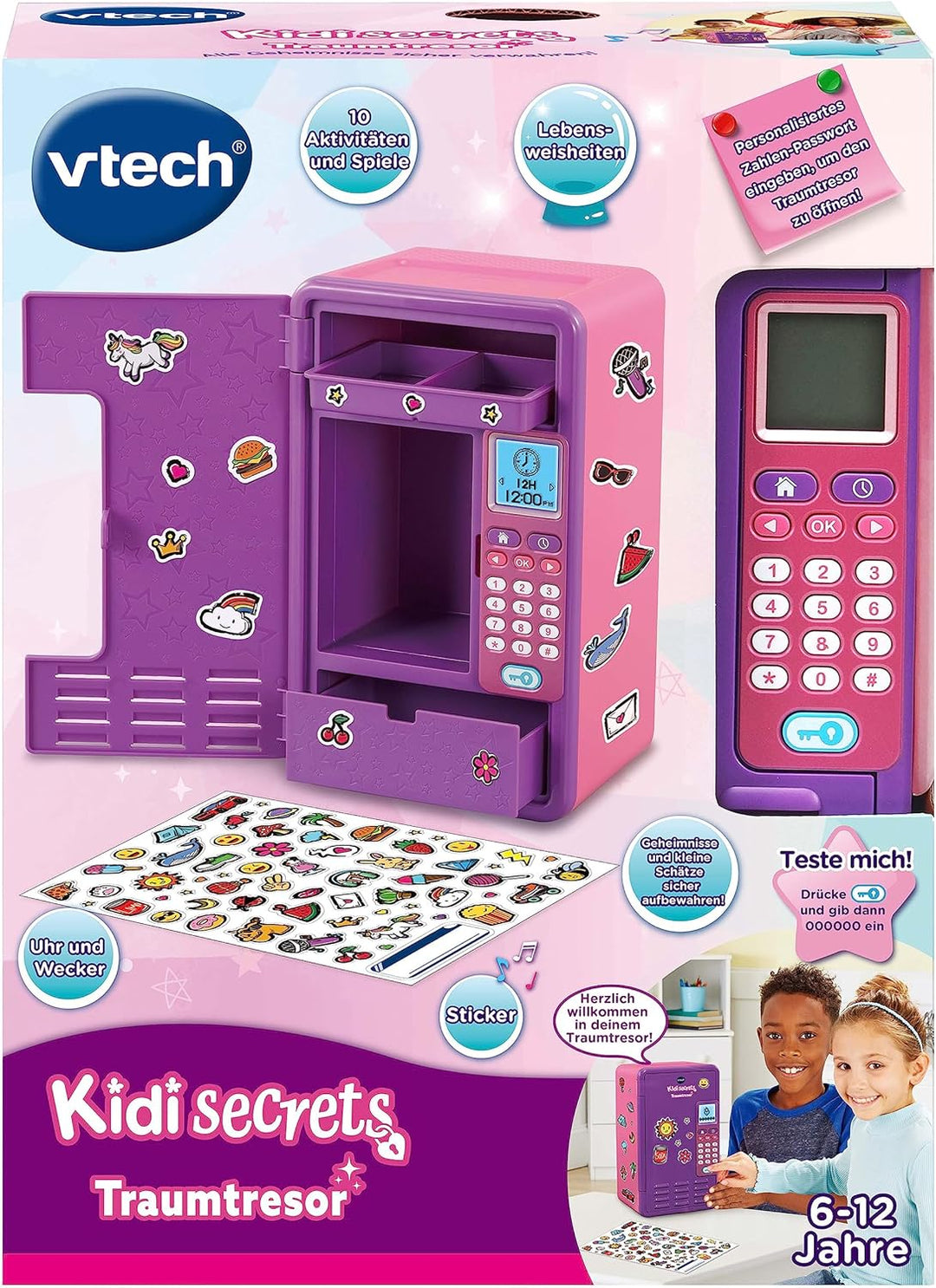 VTech Kidisecrets Traumtresor – Tresor mit Zahlencode zum Aufbewahren von Geheimnissen – Mit Spielen