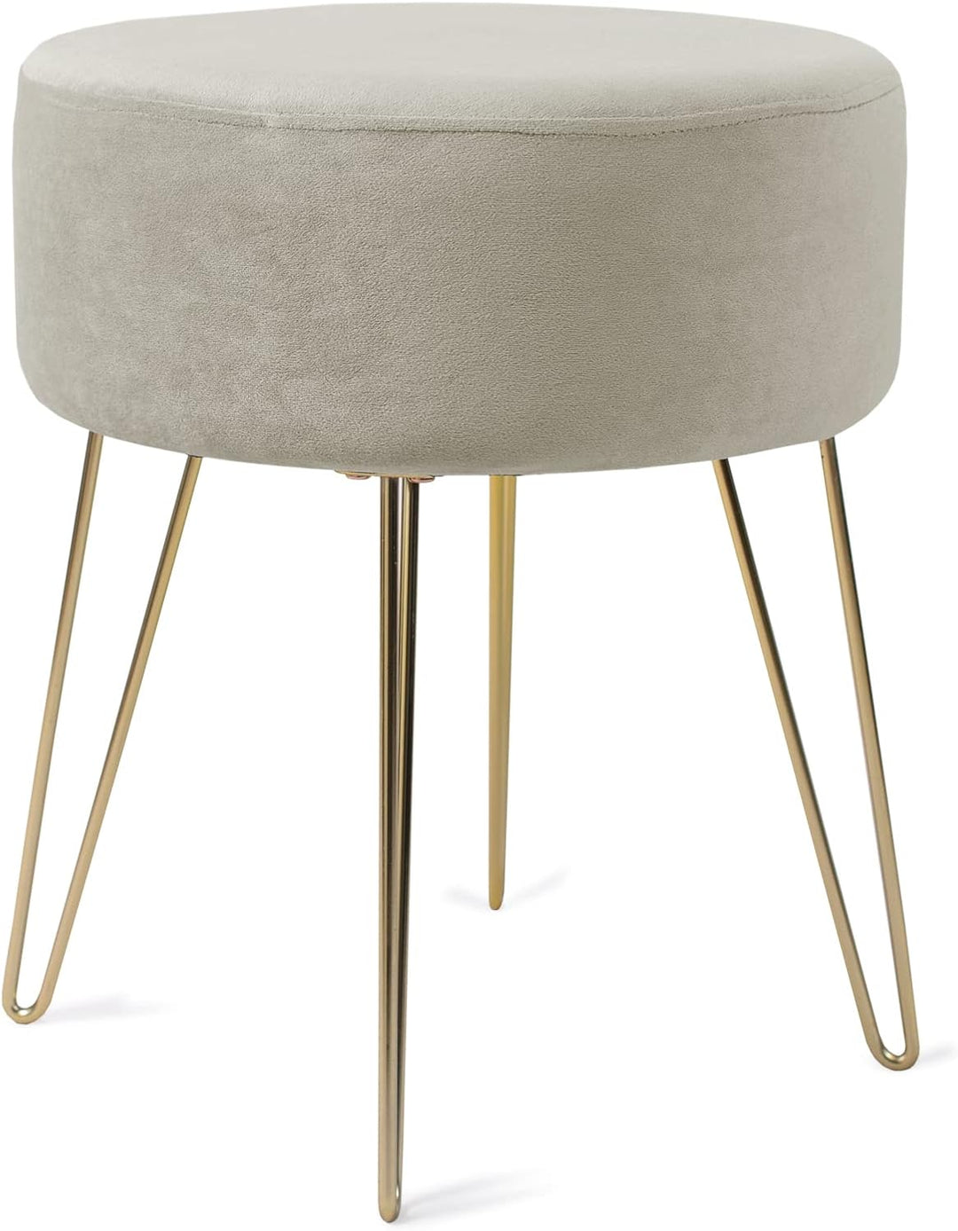 Zedelmaier Runder Sitzhocker Schminktisch Hocker Ottoman Gepolsterter Hocker Metallstütze Beige Beig