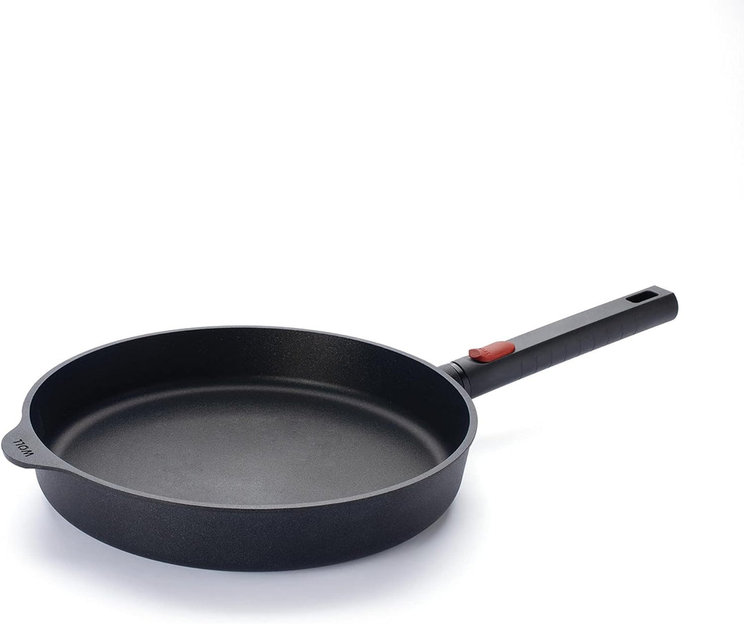 Woll Eco Logic QXR Guss-Flachpfanne - Induktiv -, Ø 28 cm, 5 cm hoch, mit abnehmbaren Stiel - Geeign