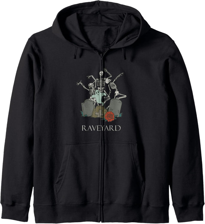 Lustiges Skelett Halloween Rave Heavy Metal Goth Raveyard Kapuzenjacke