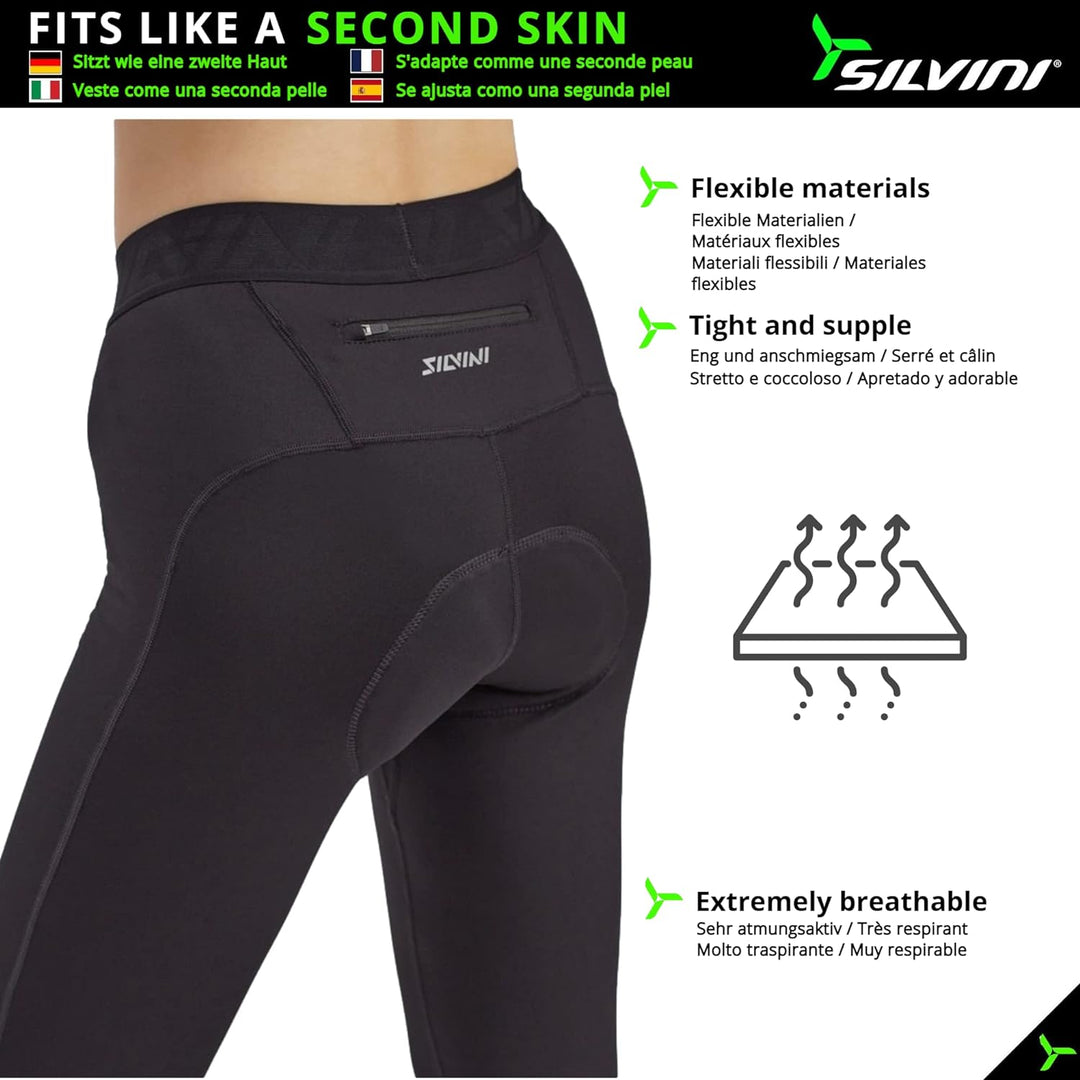 SILVINI RAPONE PAD Fahrradhose Damen lang gepolstert Thermo Radhose Damen lang Radlerhose Damen lang