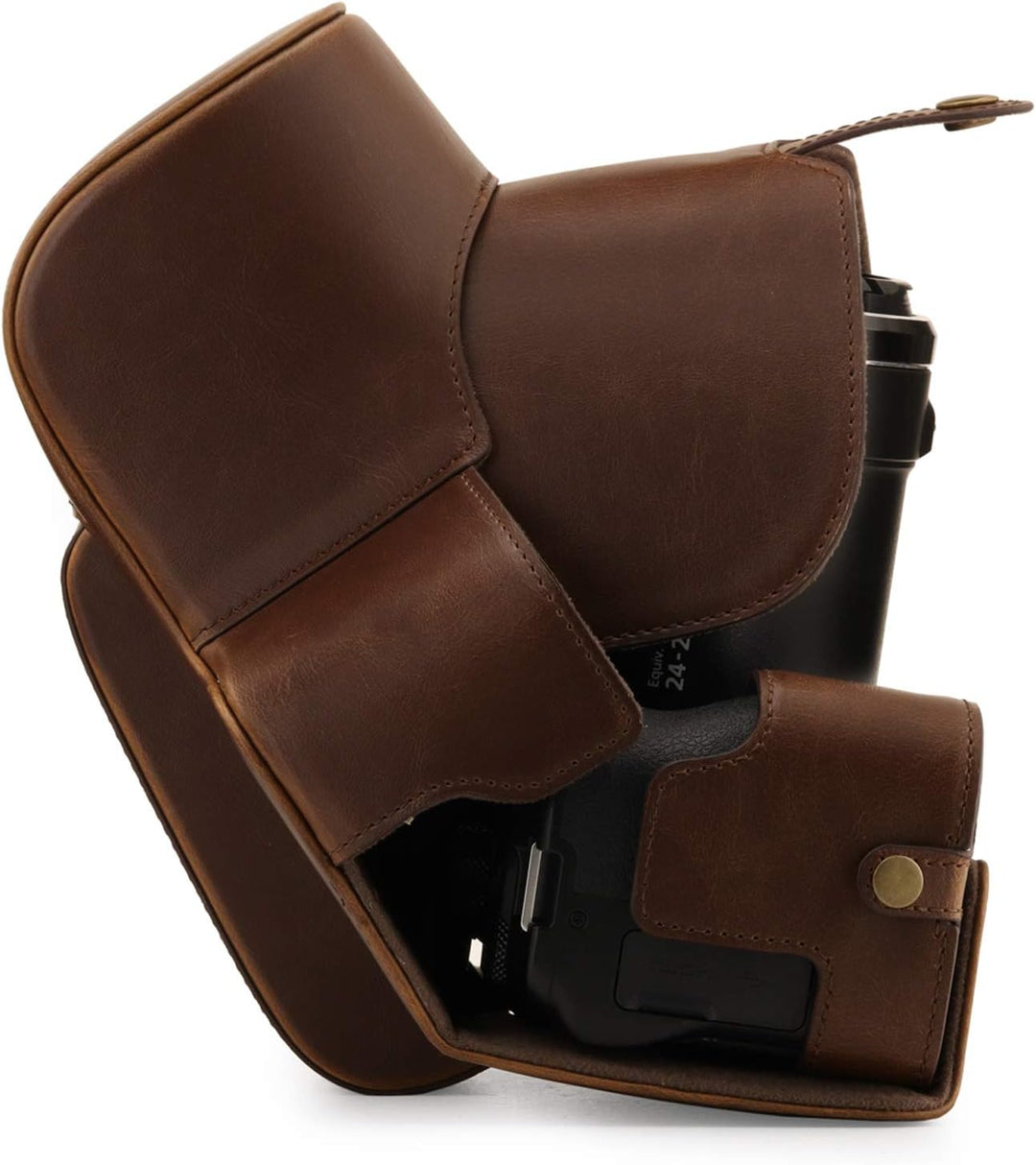 MegaGear Schutzhülle aus Kunstleder kompatibel mit Nikon Coolpix P950 - Dunkelbraun, MG1879, Dunkelb