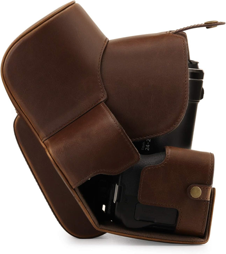 MegaGear Schutzhülle aus Kunstleder kompatibel mit Nikon Coolpix P950 - Dunkelbraun, MG1879, Dunkelb