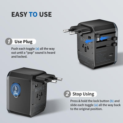 EPICKA Reiseadapter Weltweit, Universal Reisestecker Adapter 30W, Internationaler Steckdosenadapter