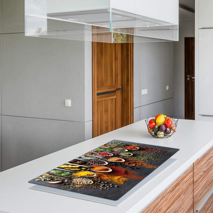 TMK | Herdabdeckplatte 90x52 cm Glas Ceranfeldabdeckung Induktion Herdschutz Spritzschutz Glasplatte