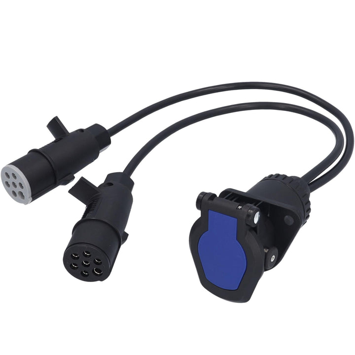 LKW Kurzadapter 24V mit 50cm Kabel 15pol auf 2X 7pol Stecker Steckdose Anhänger