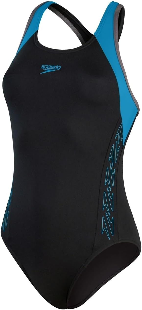 Speedo Damen Schwimmanzug HyperBoom Flyback Black-Bolt-Dove grey2 40