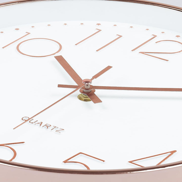 Lafocuse 3D Ziffern Lautlos Wanduhr Rosegold, 30cm Modern Leicht Ablesbar Küchenuhr, Ohne Tickgeräus