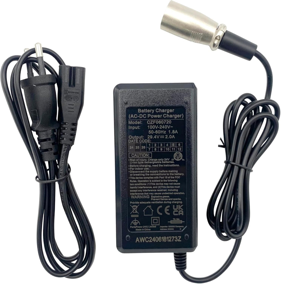 PowerSmart 2 A 29.4V Ladegerät Ersatz für RL07-16P3, passt für 24 V Akkus, mit XLR-3 Stecker