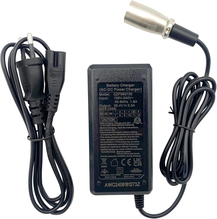 PowerSmart 2 A 29.4V Ladegerät Ersatz für RL07-16P3, passt für 24 V Akkus, mit XLR-3 Stecker