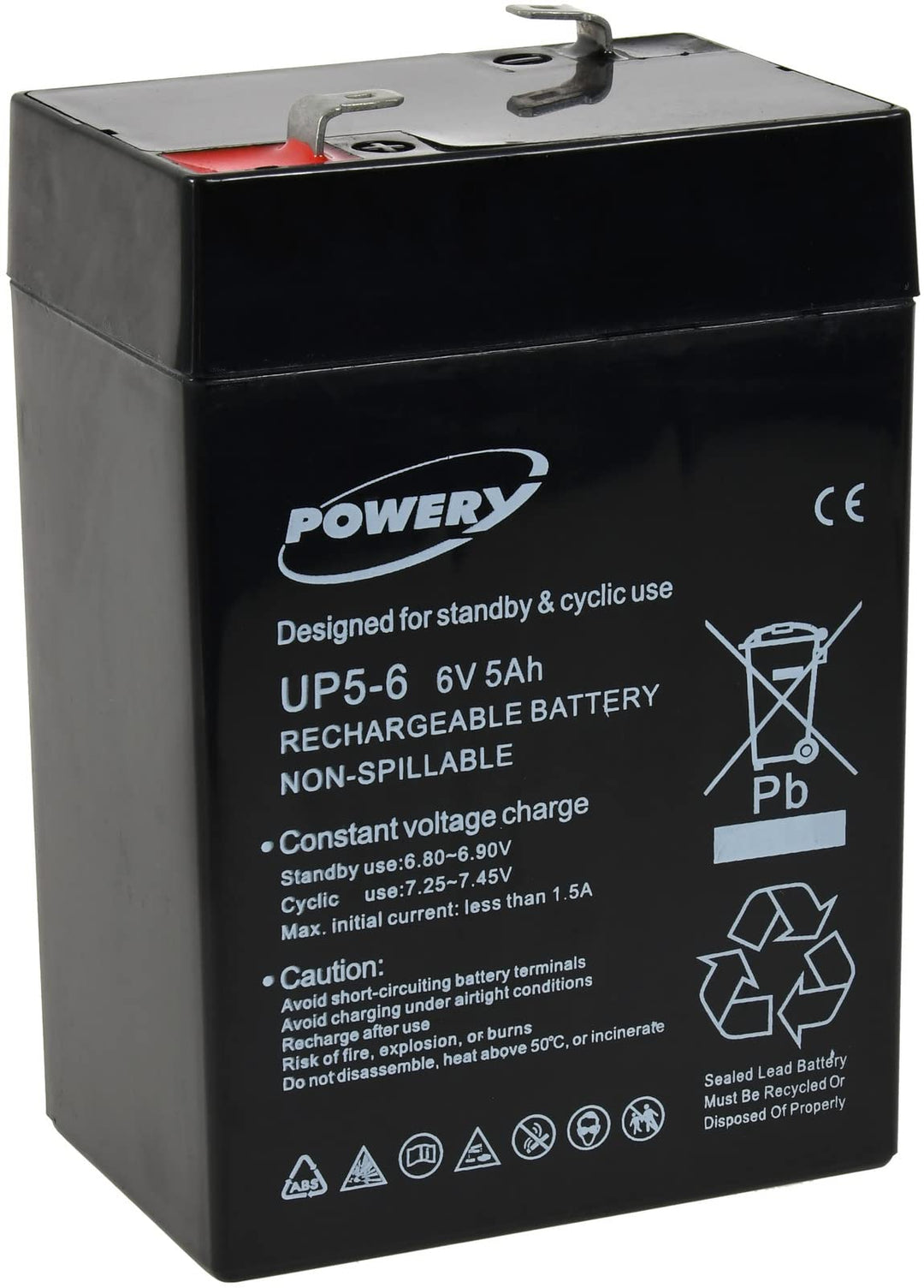 akku-net Blei-Gel Akku für Hebebühnen USV Notstrom 6V 5Ah (ersetzt auch 4Ah 4,5Ah), 6V, Lead-Acid, 6