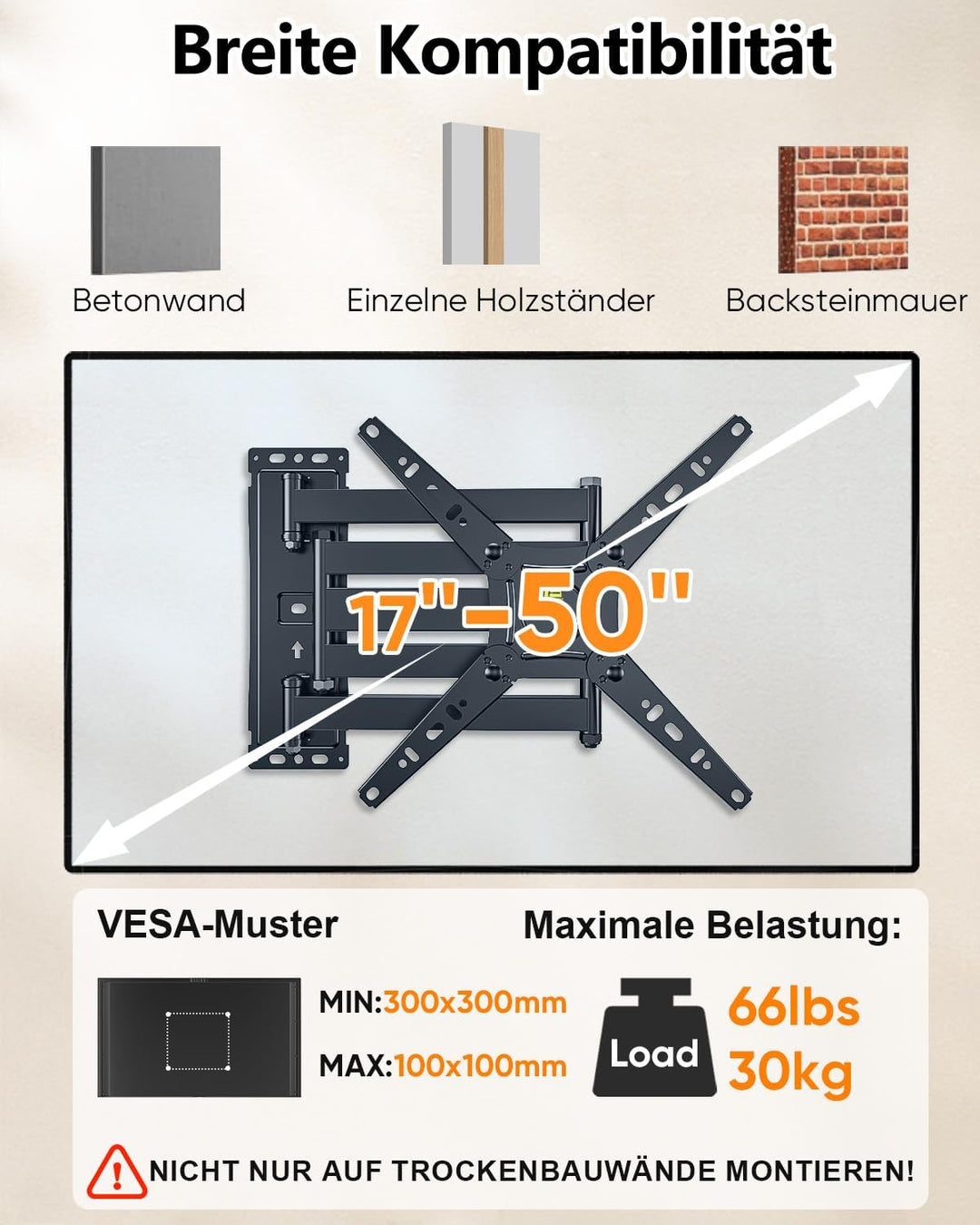 180° Drehung TV Wandhalterung mit 1035 mm Langem Arm, FORGING MOUNT Wandhalterung Gelenkarm Schwenkb