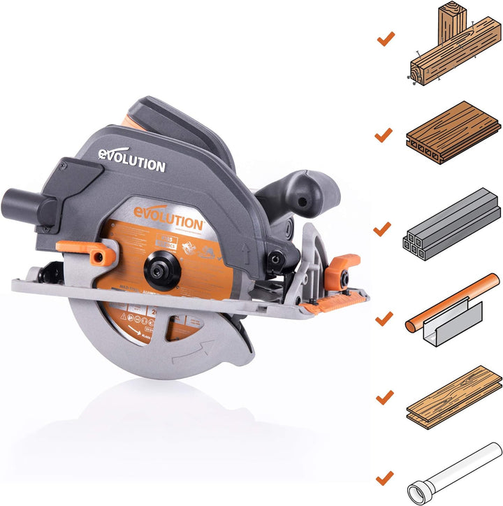 Evolution Power Tools 027-0003C Evolution Elektrowerkzeuge-R185CCS Mehrzweck-Kreissäge, 185 mm 230 V