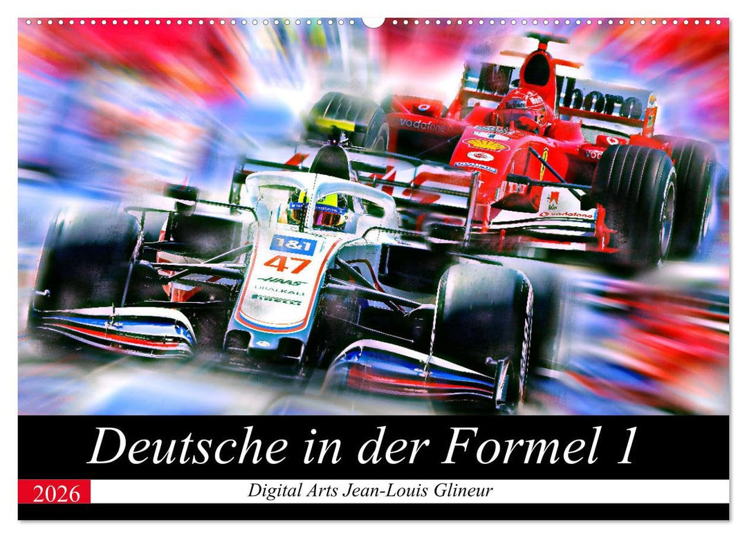 Deutsche in der Formel 1 (Wandkalender 2026 DIN A2 quer), CALVENDO Monatskalender: Vollgas in schwar