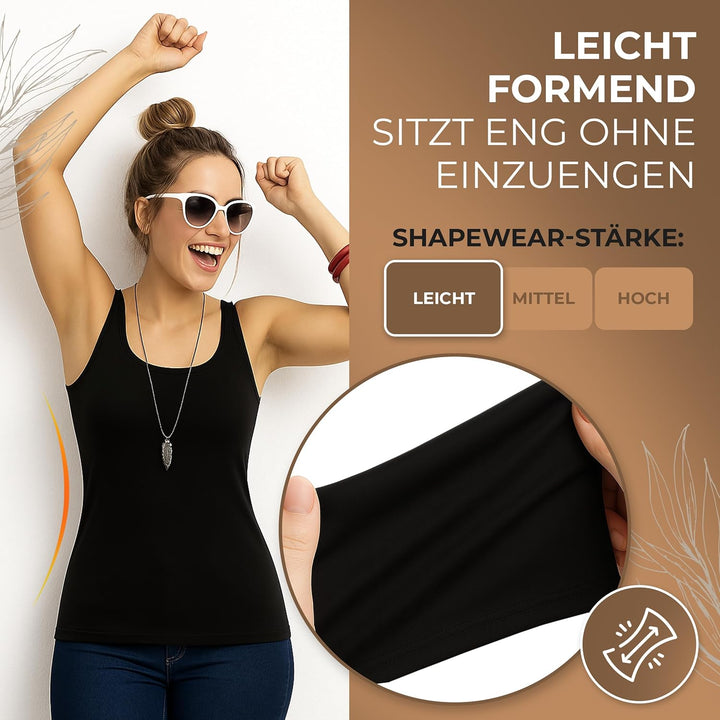 UnsichtBra 3er Pack Shape Damen Unterhemden Longshirt | Basic Wohlfühl Mikrofaser Damen Top ohne Büg