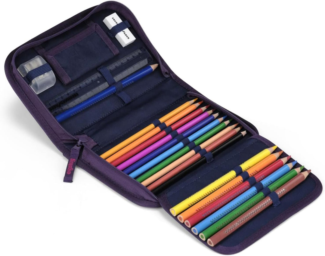 ergobag Federmäppchen Set 22-teilig, Lyra Buntstifte, Stundenplan-Fach, Kleingeld Fach, Lineal AmBär