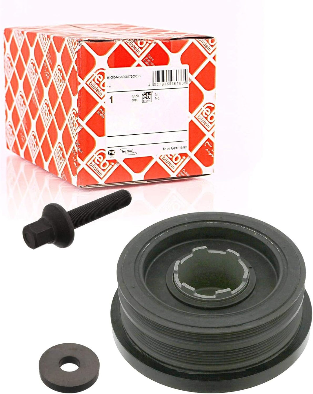 febi bilstein 34166 Riemenscheibe (entkoppelt) für Kurbelwelle, mit Schraube und Scheibe , 1 Stück