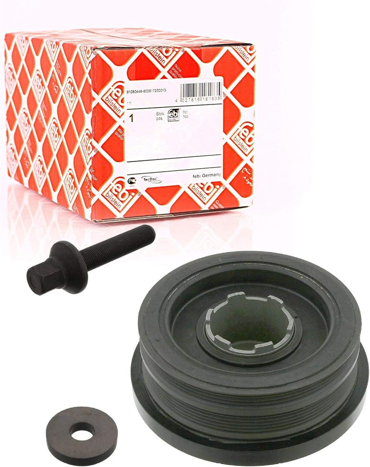 febi bilstein 34166 Riemenscheibe (entkoppelt) für Kurbelwelle, mit Schraube und Scheibe , 1 Stück