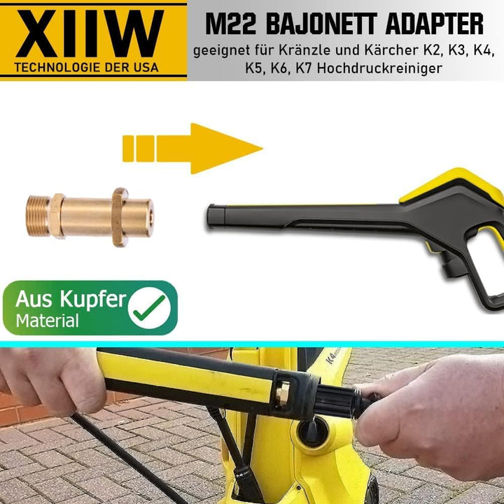 Rohrreinigungsschlauch Set 20m, 240 bar inkl. M22 Adapter, Düsen starr + rotierend für Kränzle Kärch