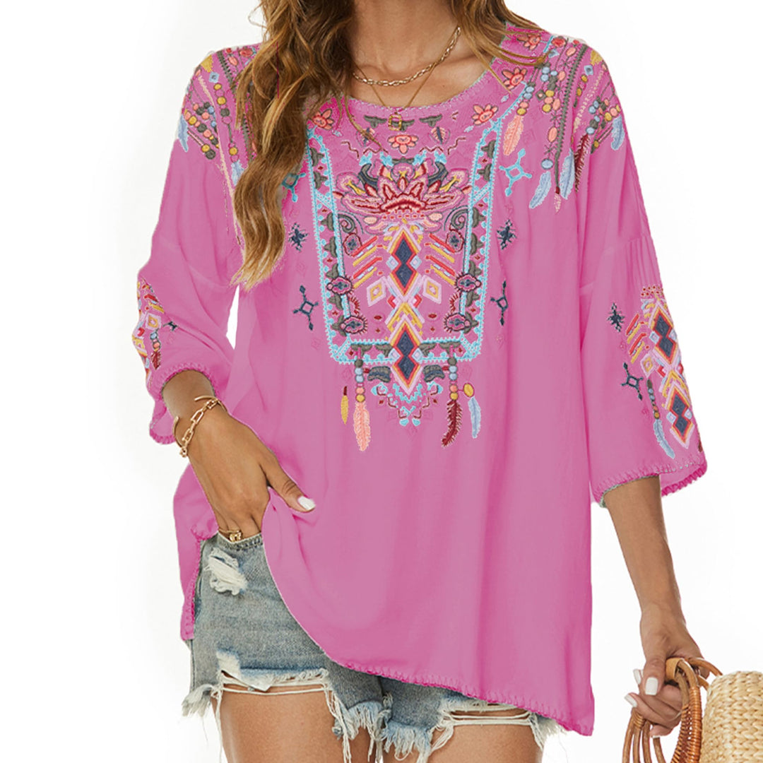 Vakakado Boho Stickerei Bluse Hippie Kleidung Damen 70er 80er Jahre Bekleidung Bohemian Folklore Bes