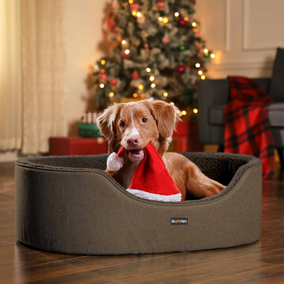 Feandrea Hundebett, Hundekorb, Wendekissen, 83 x 63 x 27 cm, braun PGW032K01 Braun L 83 x B 63 x H 2
