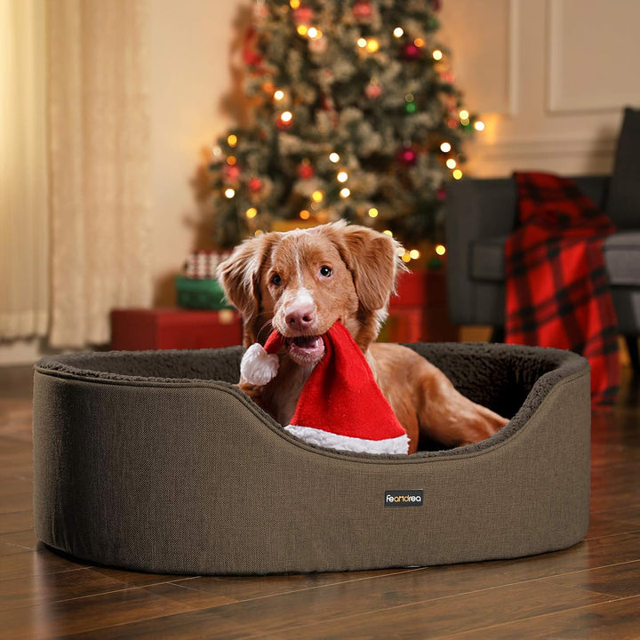 Feandrea Hundebett, Hundekorb, Wendekissen, 83 x 63 x 27 cm, braun PGW032K01 Braun L 83 x B 63 x H 2