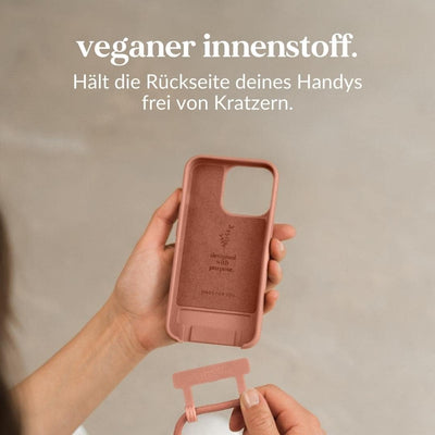 Woodcessories - Nachhaltige Handykette abnehmbar kompatibel mit iPhone 13 Hülle mit Band apricot, pe