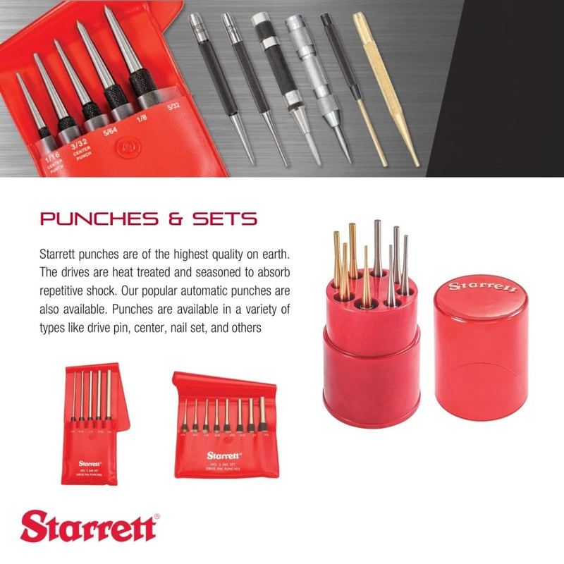 Starrett S248 Verlängerter Treiberstift-Lochersatz, 1/8"-3/8" Stiftdurchmesser, 8" Gesamtlänge, 3-1/