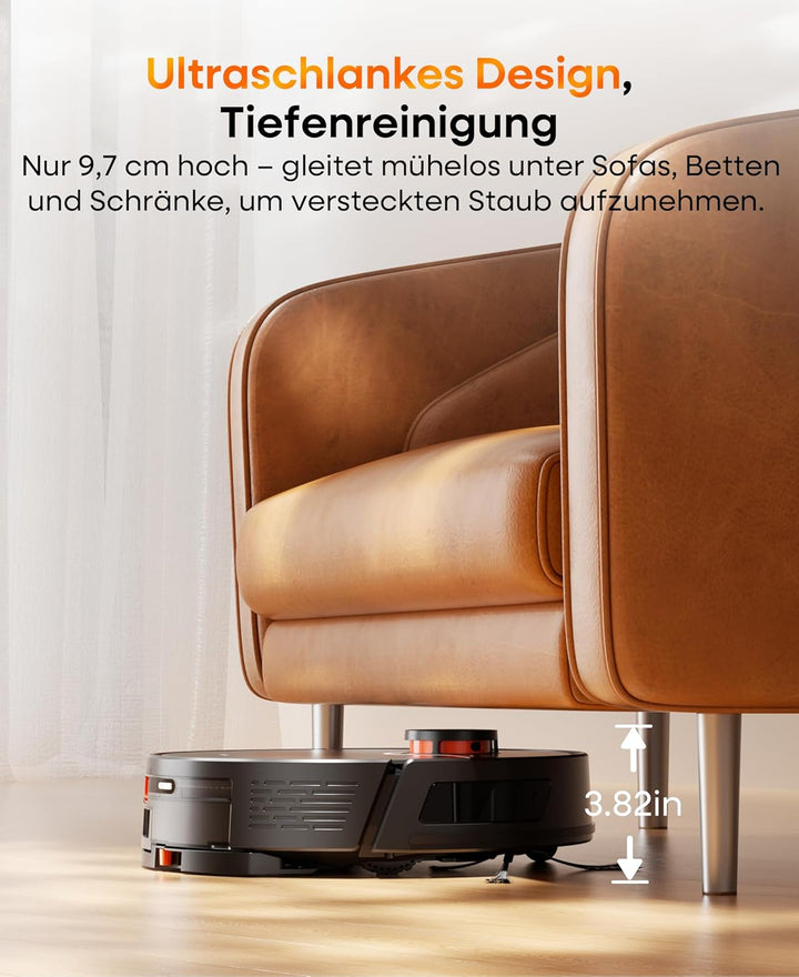 Saugroboter mit Wischfunktion 8000Pa, 200Min Laufzeit Staubsauger Roboter mit Absaugstation 3.5L,LiD